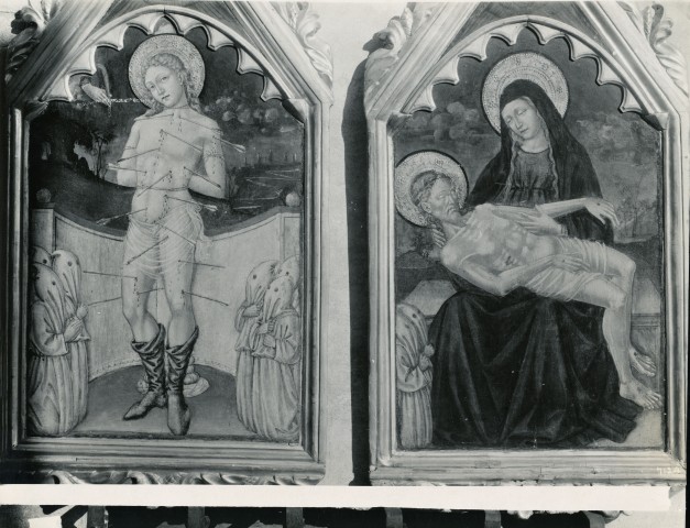 Frick Art Reference Library — Francesco di Gentile da Fabriano - sec. XV - San Sebastiano e confratelli; Pietà e confratelli — insieme